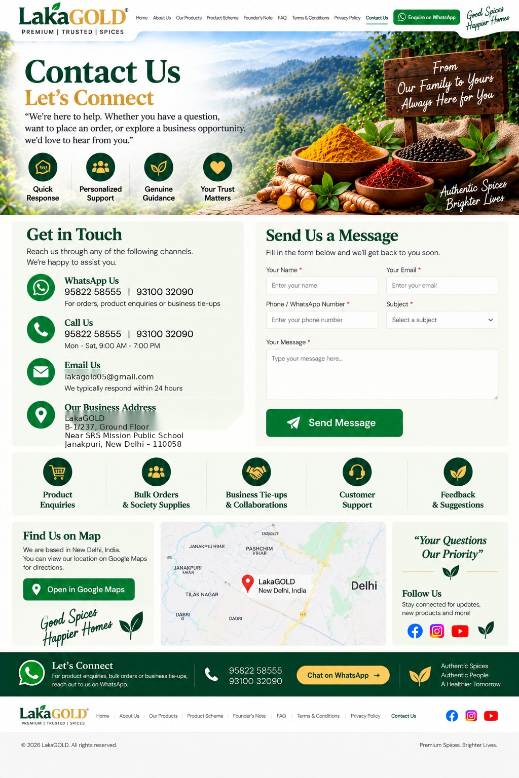 LakaGOLD Contact Us approved website mock-up
