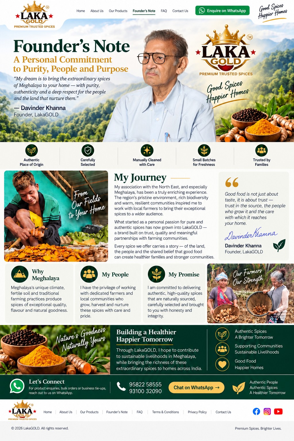LakaGOLD Founder's Note approved website mock-up
